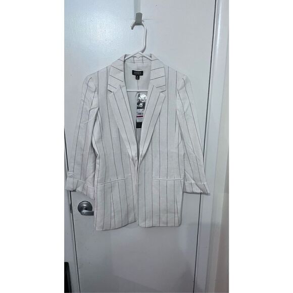 JONES NEW YORK WHITE PRALINE PIN STRIPE BLAZER SZ XS P1-4 NEW - Picture 1 of 10